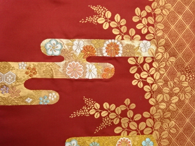  ヱ霞・花々に萩模様織出し名古屋帯